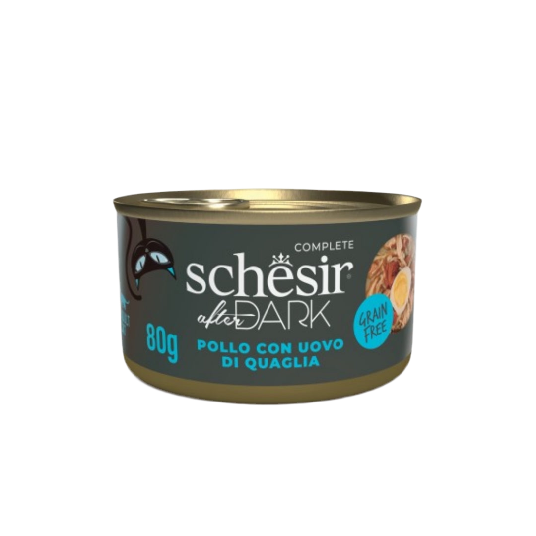 Schesir | After Dark Filetes Pollo con Huevo de Codorniz en Caldo (80g)