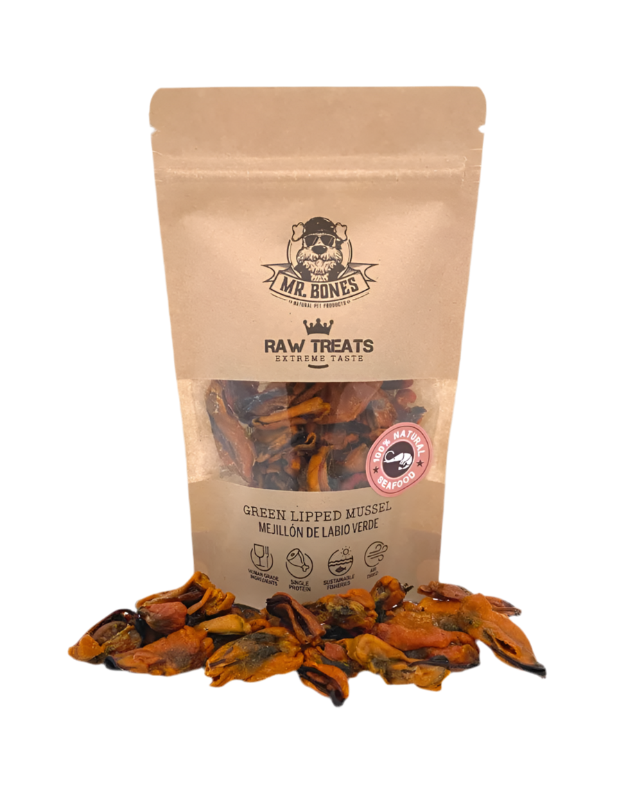 Mr. Bones | Raw Treats Mejillón de labio verde – Snack natural para perro y gato