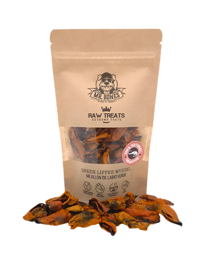 Mr. Bones | Raw Treats Mejillón de labio verde – Snack natural para perro y gato
