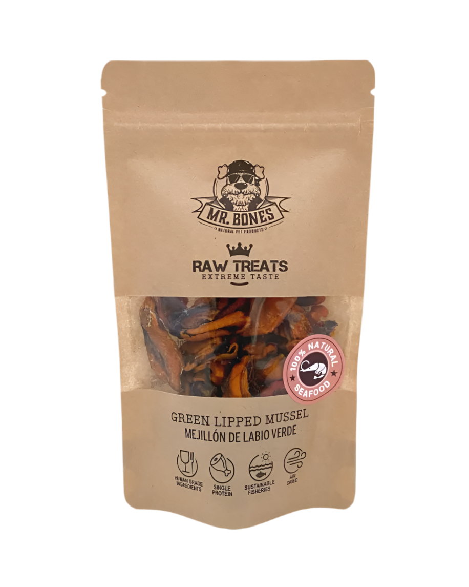 Mr. Bones | Raw Treats Mejillón de labio verde – Snack natural para perro y gato