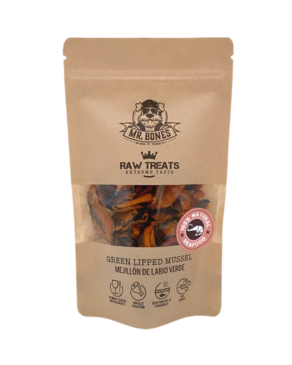 Mr. Bones | Raw Treats Mejillón de labio verde – Snack natural para perro y gato