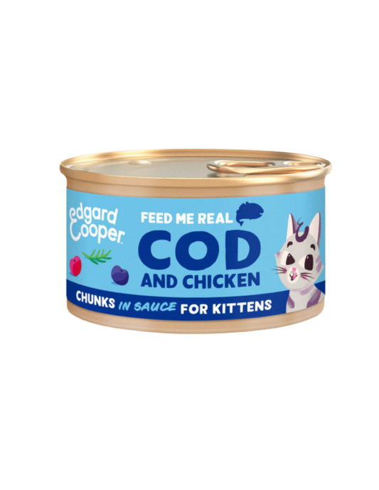 Edgard & Cooper | Kitten Trocitos de Bacalao y Pollo con Arándanos (85g)