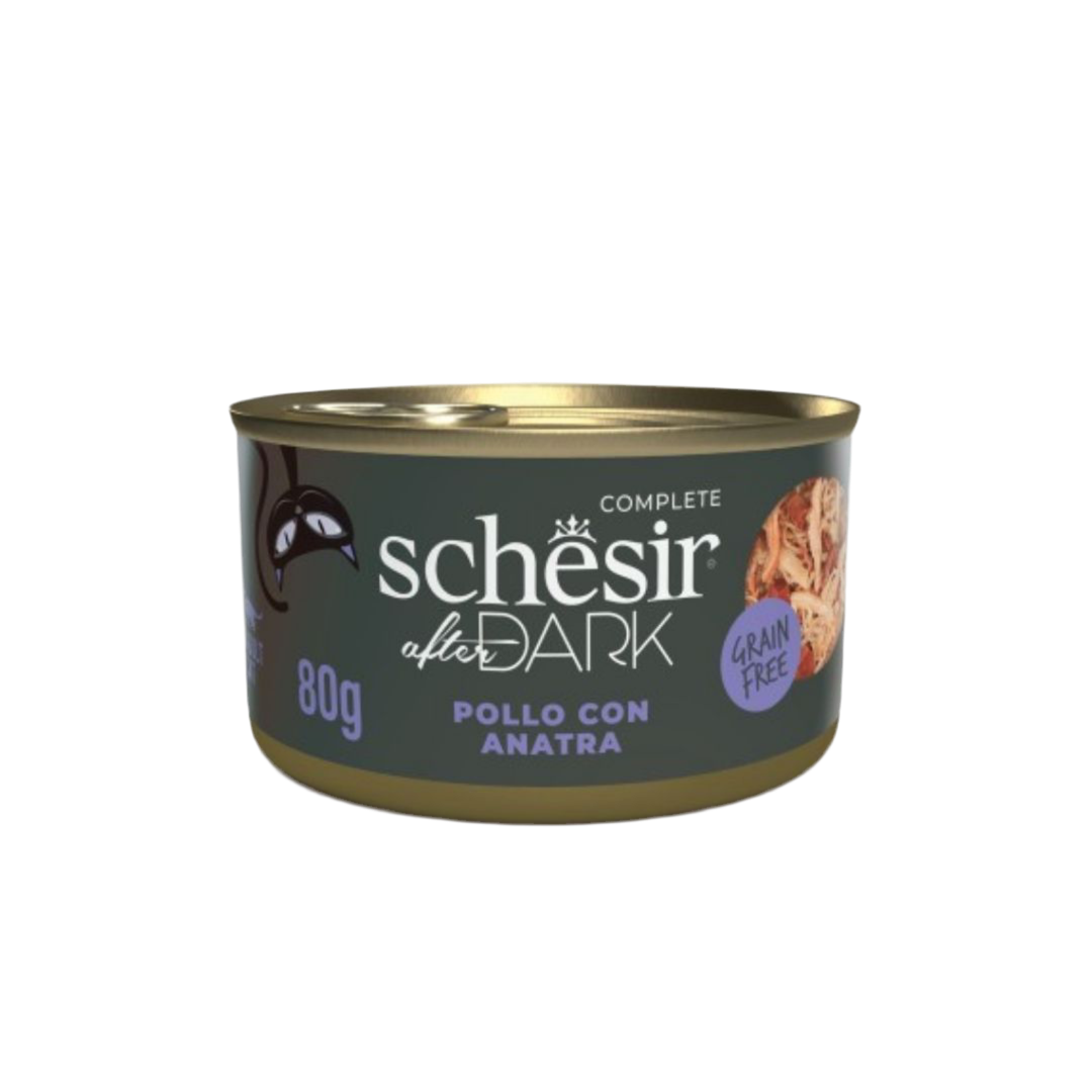 Schesir | After Dark Filetes Pollo con Pato en Caldo (80g)