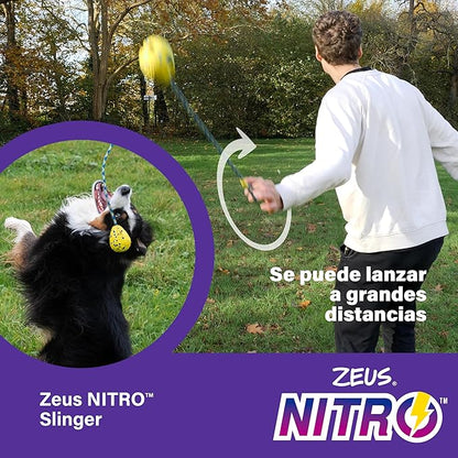 Zeus Nitro | Pelota con Cuerda Ligera y Resistente con núcleo de Goma para Perros 9,2 cm