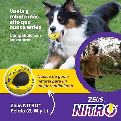 Zeus Nitro | Pelota Ligera y Resistente con núcleo de Goma para Perros