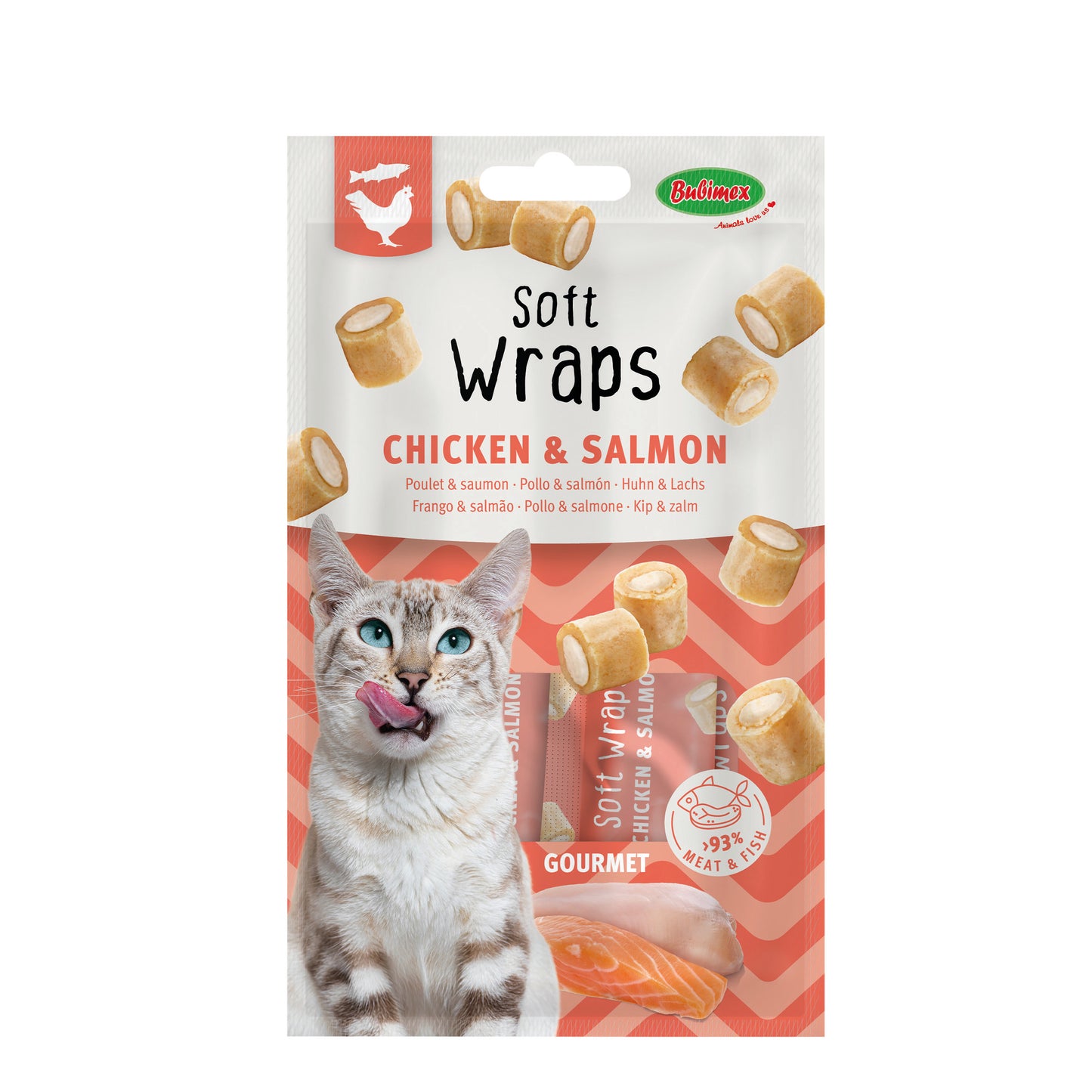 Bubimex | Soft Wraps de Pollo con salmón para gatos (3 piezas)
