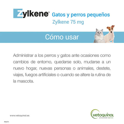 Zylkene | Tranquilizante natural para gatos y perros <10kg (30capsulasx75mg)