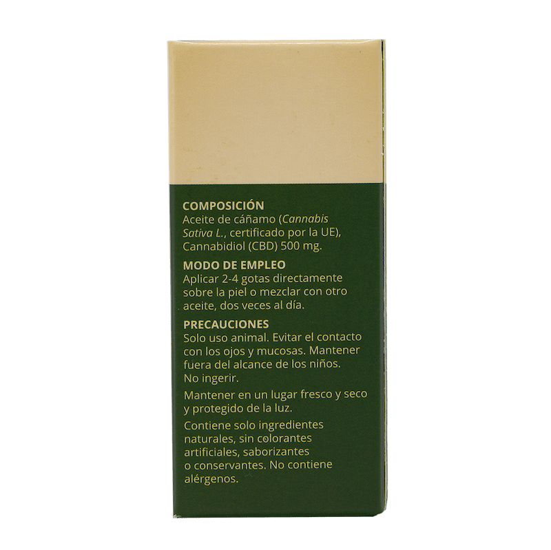 Aceite de cáñamo con CBD 5 % sin THC para uso veterinario