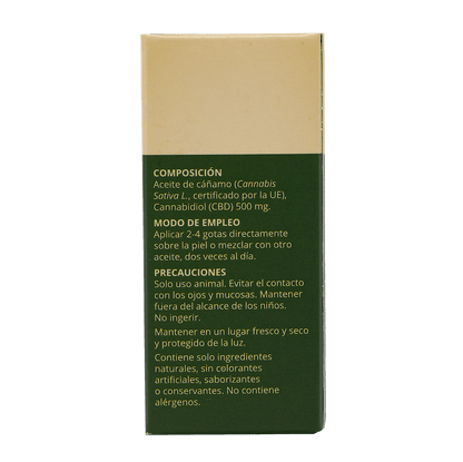 Aceite de cáñamo con CBD 5 % sin THC para uso veterinario