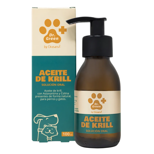Aceite de krill DR Green para perros y gatos con bomba dosificadora