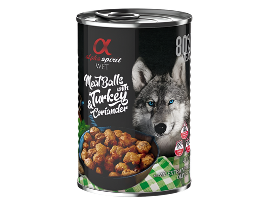 Albóndigas húmedas Alpha Spirit de pavo y cilantro para perros adultos