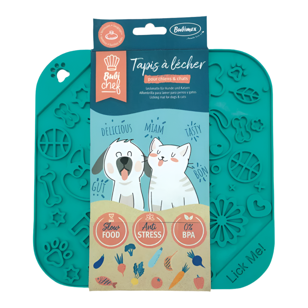 Alfombrilla para lamer perros y gatos color azul de caucho TPR