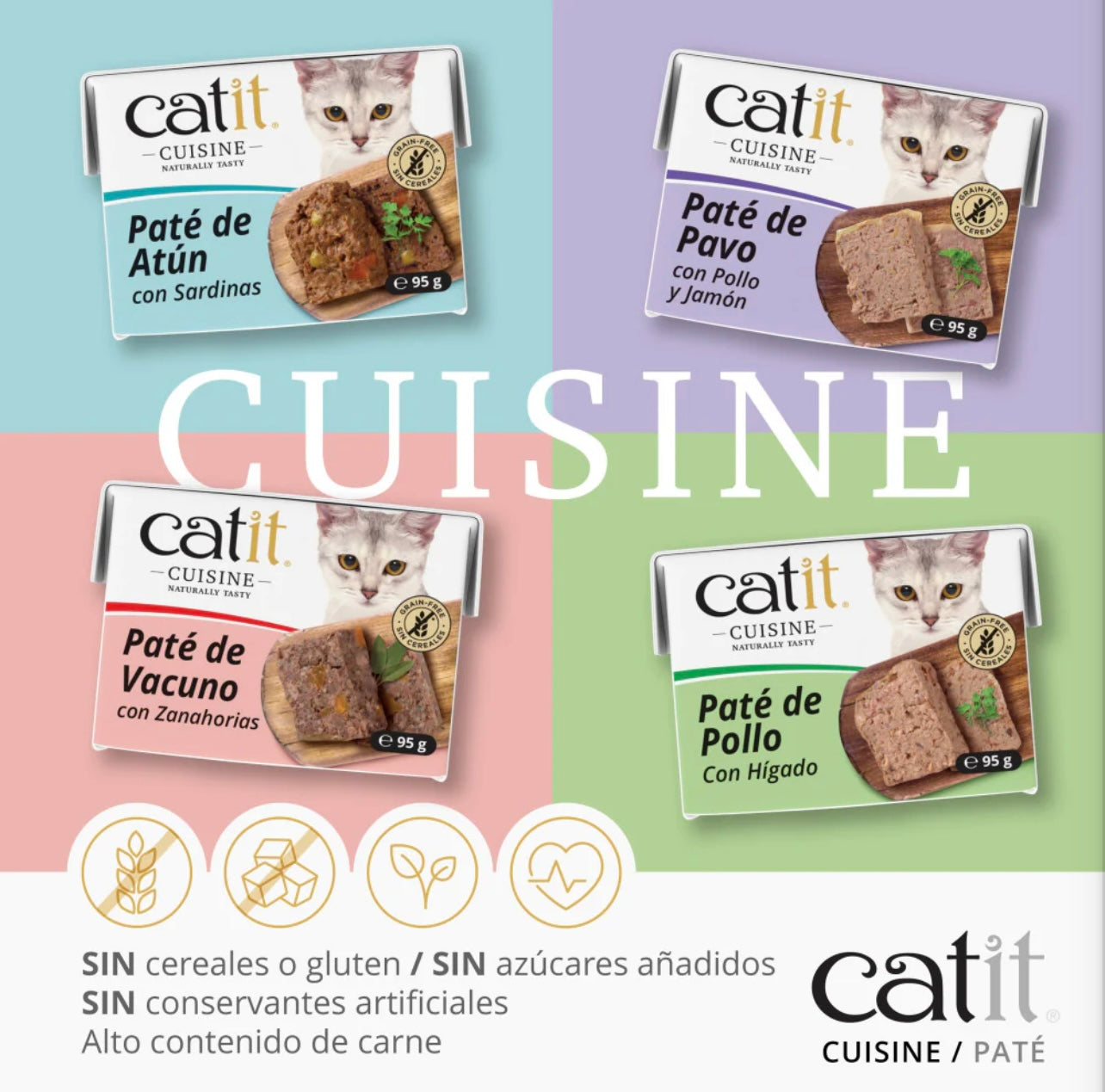 Alimento completo para gatos en paté natural Catit Cuisine vacuno