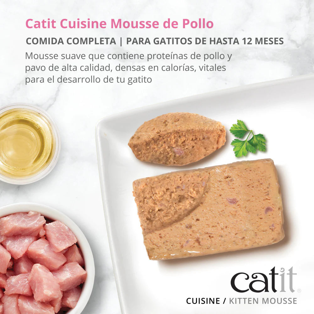Alimento húmedo para gatitos textura mousse con pollo y pavo Catit