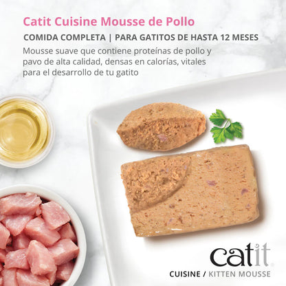 Alimento húmedo para gatitos textura mousse con pollo y pavo Catit