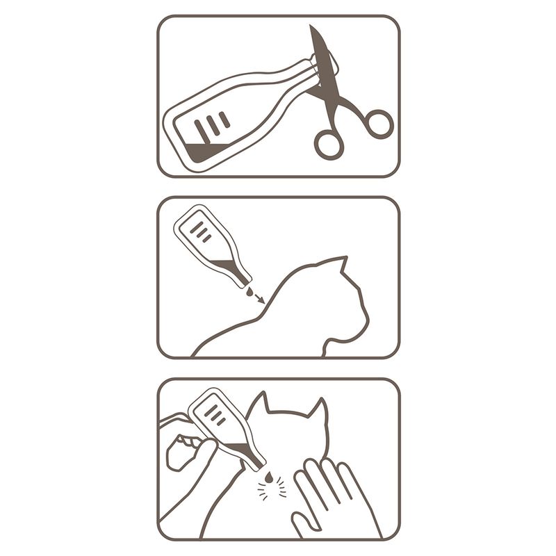 Aplicación de pipeta Beaphar CatComfort entre las orejas del gato