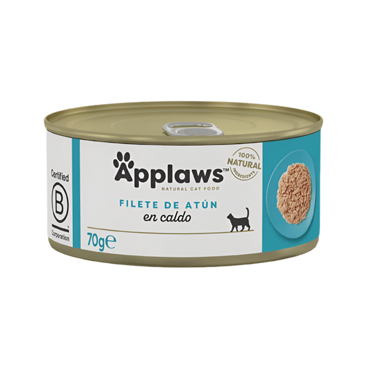 Applaws Filete de Atún en Caldo para gatos, lata 70g