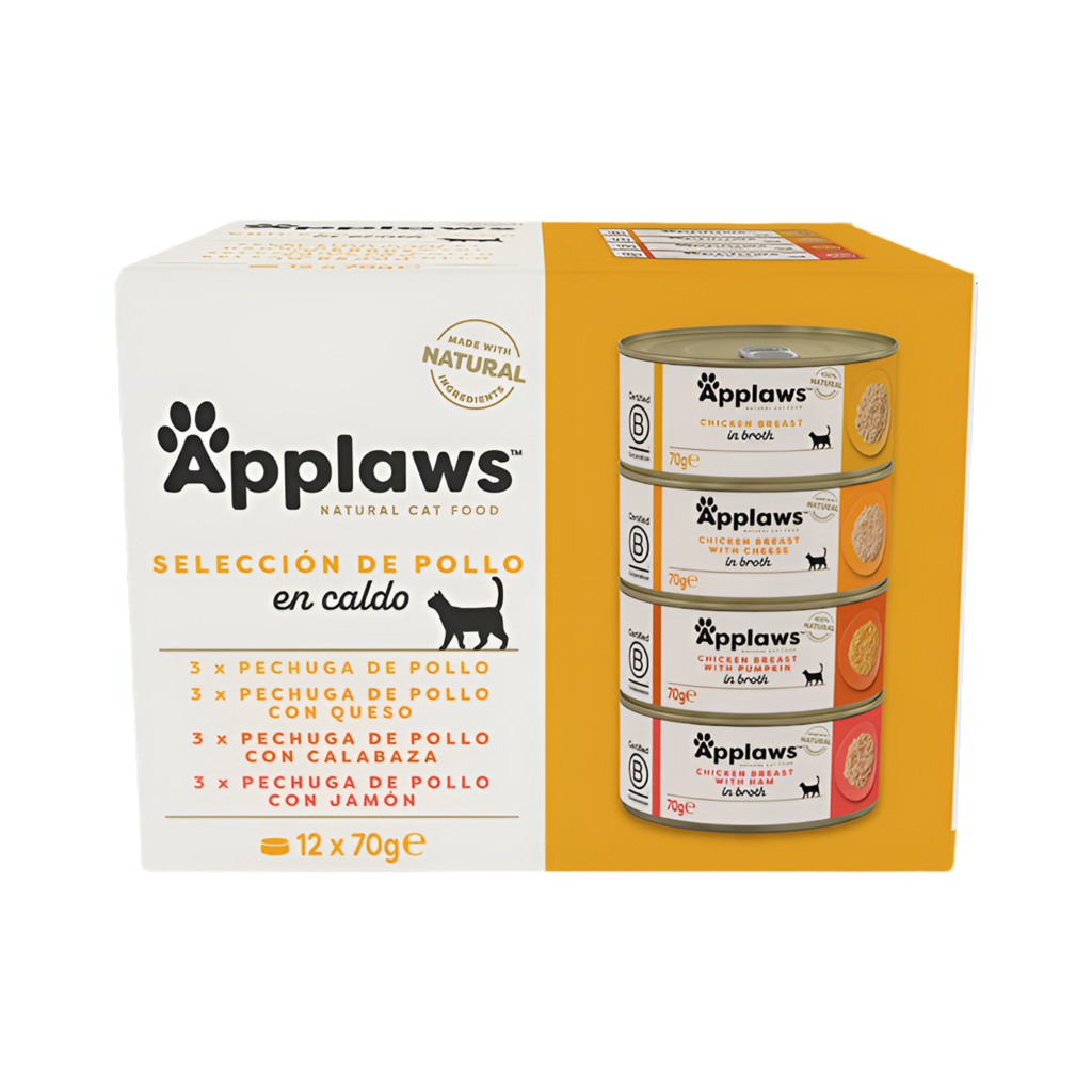 Applaws Multipack Lata Pollo 12x70g, alimento húmedo natural para gatos adultos