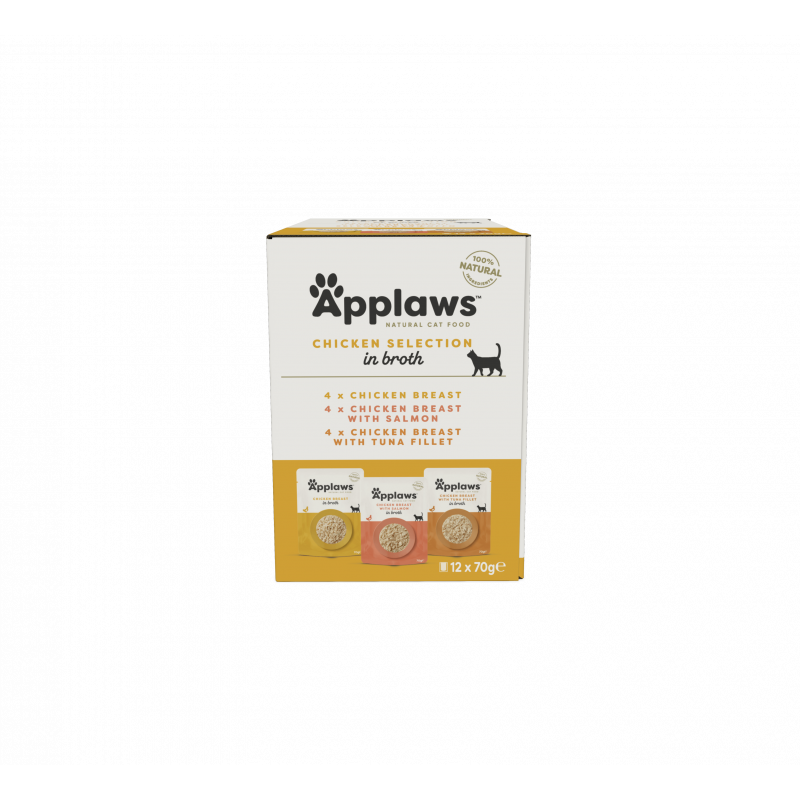 Applaws Multipack Pollo 12x70g, alimento húmedo natural para gatos adultos