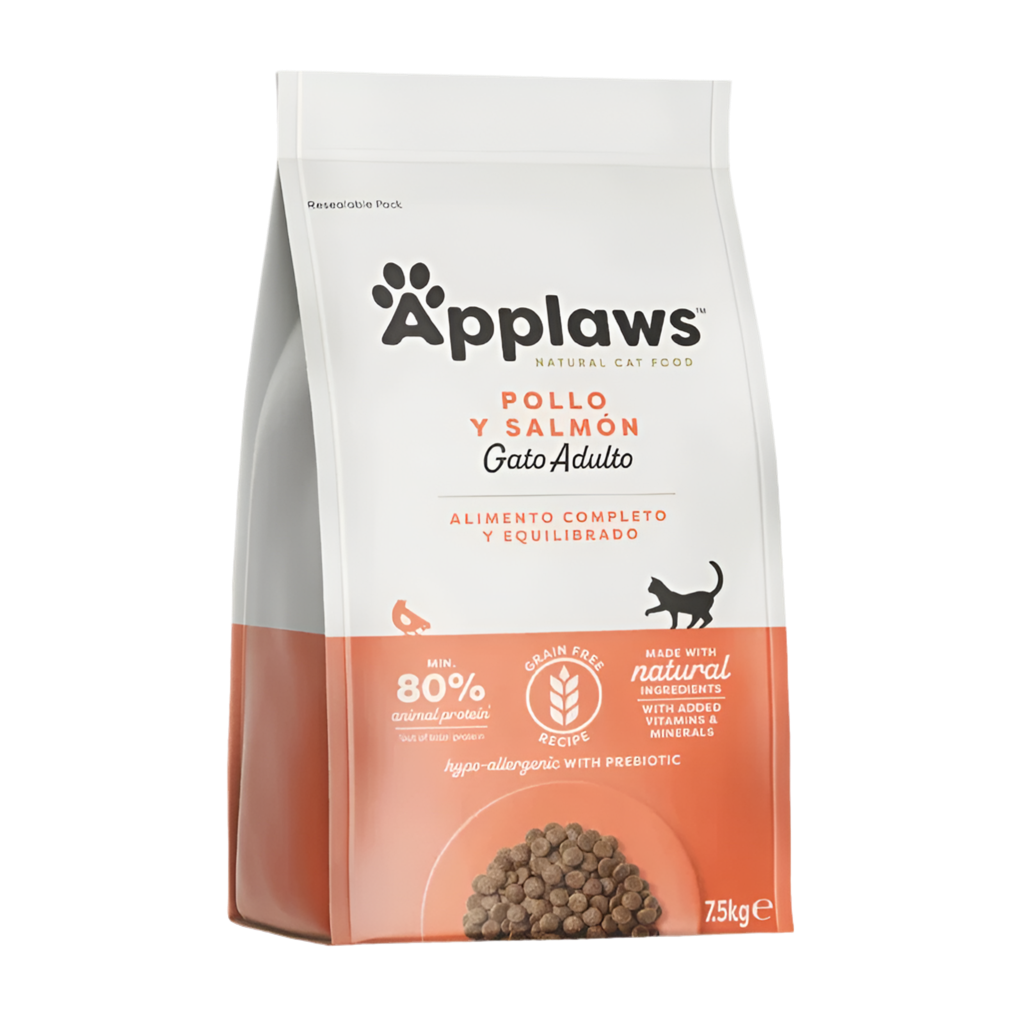 Applaws pienso para gatos adultos de pollo y salmón sin cereales, saco de 7,5 kg
