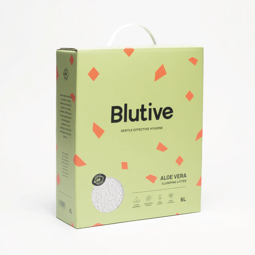 Arena aglomerante Blutive aroma aloe vera con bentonita natural para gatos 6L