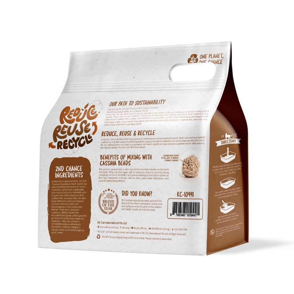 Arena biodegradable Kit Cat elaborada con café, yuca y guisante