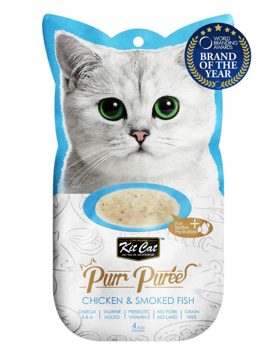 KIT CAT | PurrPuree Pollo y Pescado Ahumado (4x15g)