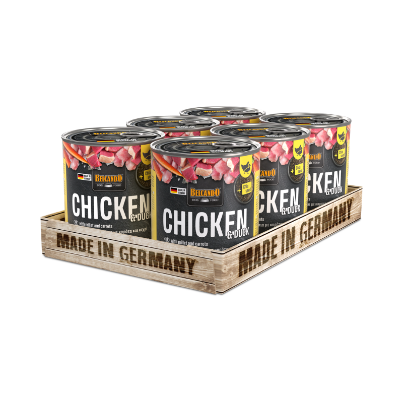 Belcando pollo y pato con mijo y zanahorias pack 6x400g comida húmeda para perros