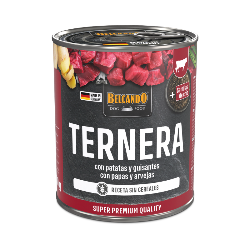Belcando ternera con patatas y guisantes comida húmeda para perros