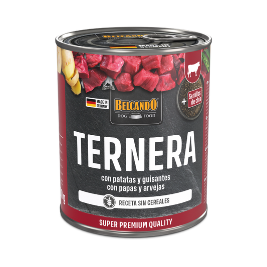 Belcando ternera con patatas y guisantes comida húmeda para perros
