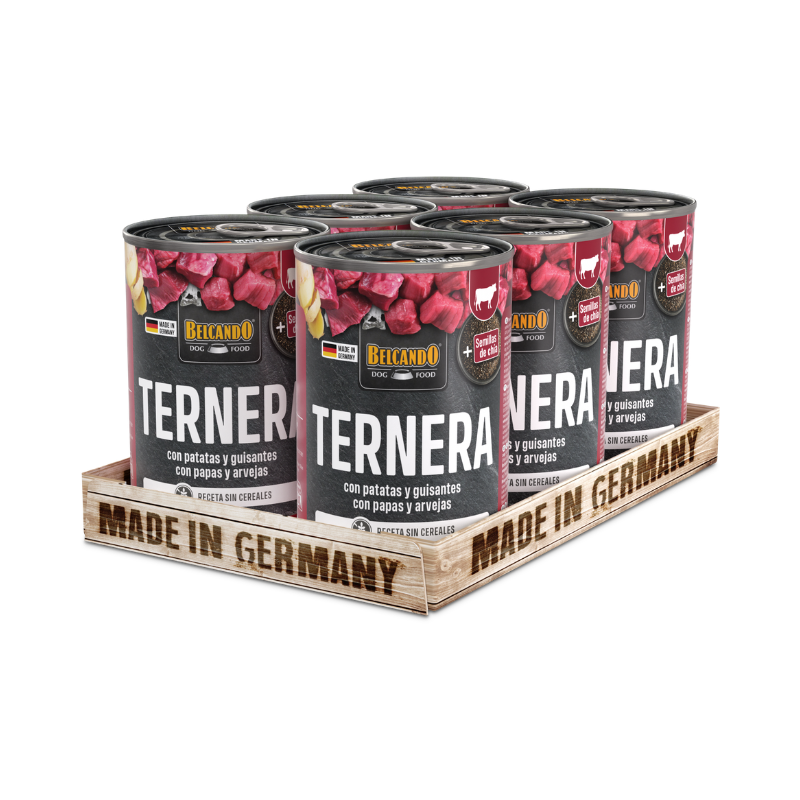 Belcando ternera con patatas y guisantes pack 6x400g comida húmeda para perros