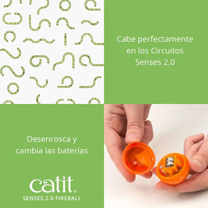 Blíster de la pelota luminosa Catit Senses 2.0 Fireball.