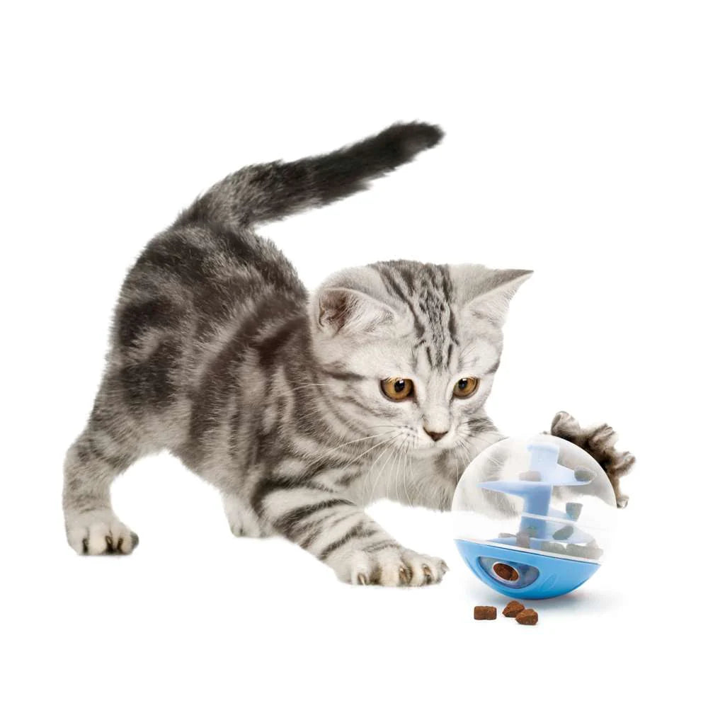 Bola dispensadora de snacks Catit azul juguete interactivo para gatos