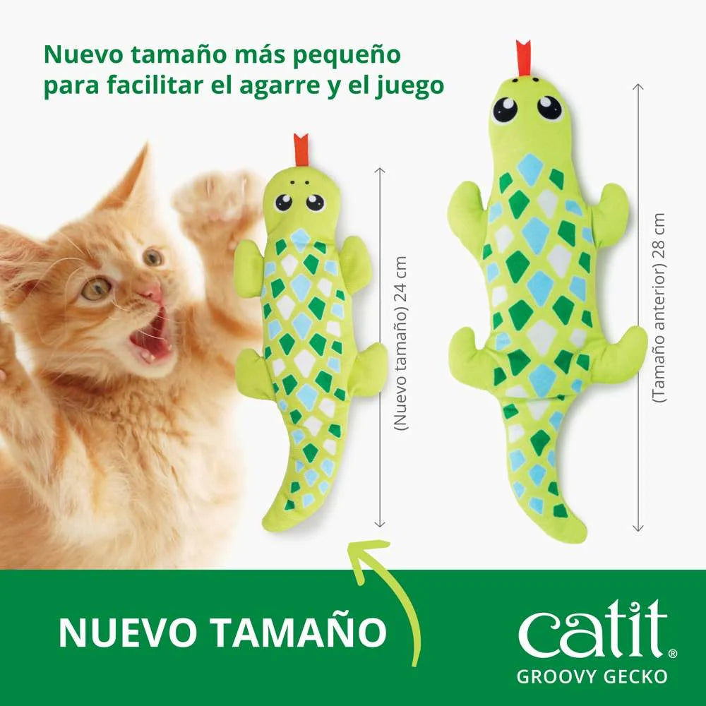 Bolsitas de catnip incluidas con el juguete Catit Groovy Gecko.