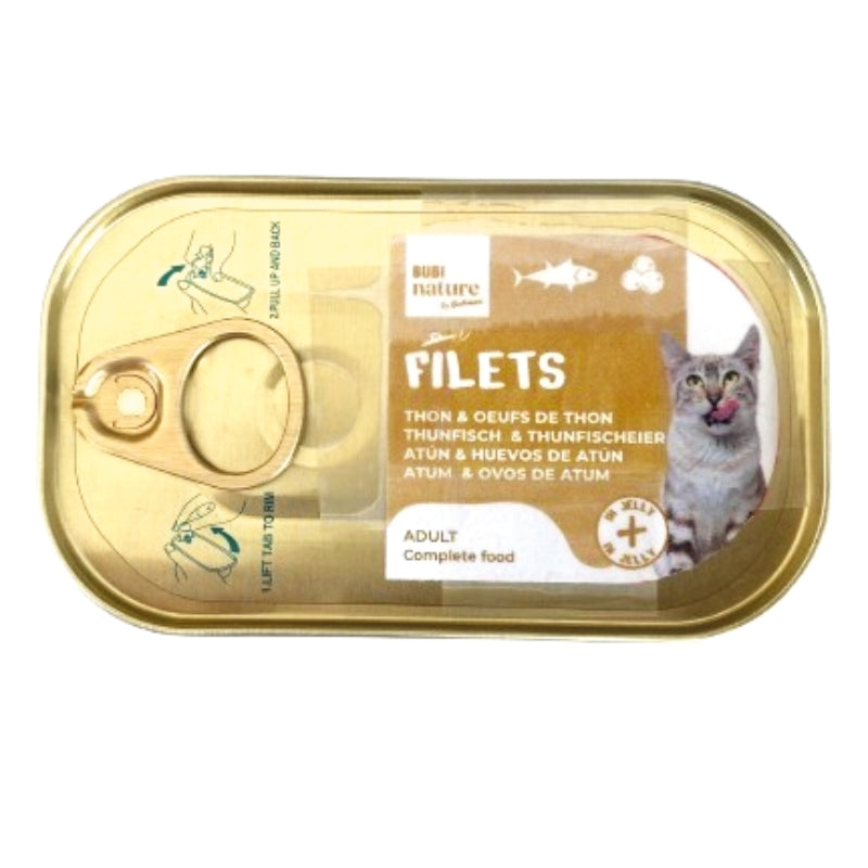 Bubi Nature Filets atún y huevas de atún comida húmeda completa para gatos 85 g