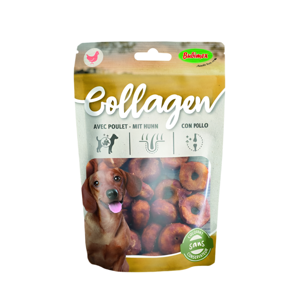 Bubimex Collagen aritos de pollo con colágeno snack crujiente para perros