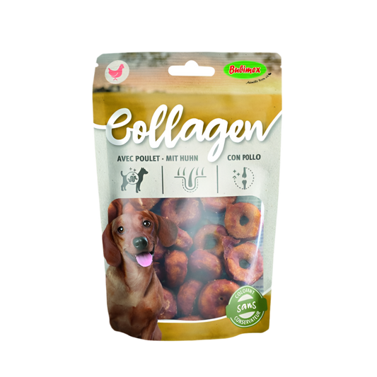 Bubimex Collagen aritos de pollo con colágeno snack crujiente para perros
