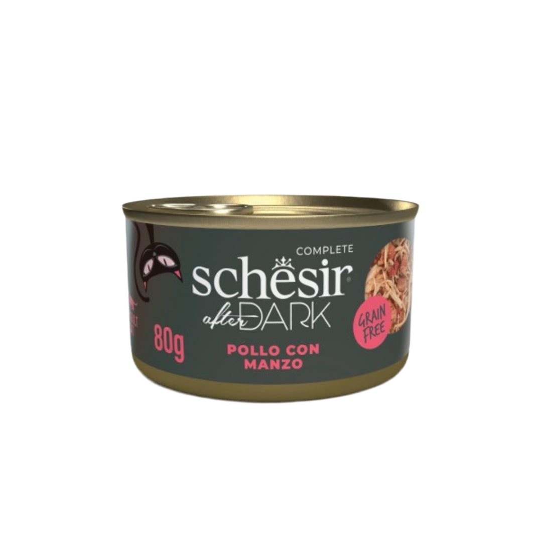 Schesir | After Dark Filetes Pollo con Ternera en Caldo (80g)