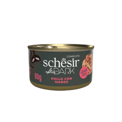 Schesir | After Dark Filetes Pollo con Ternera en Caldo (80g)