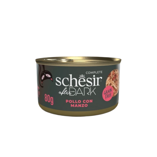 Schesir | After Dark Filetes Pollo con Ternera en Caldo (80g)