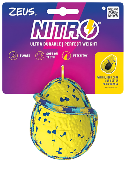 Zeus Nitro | Pelota con Cuerda Ligera y Resistente con núcleo de Goma para Perros 9,2 cm