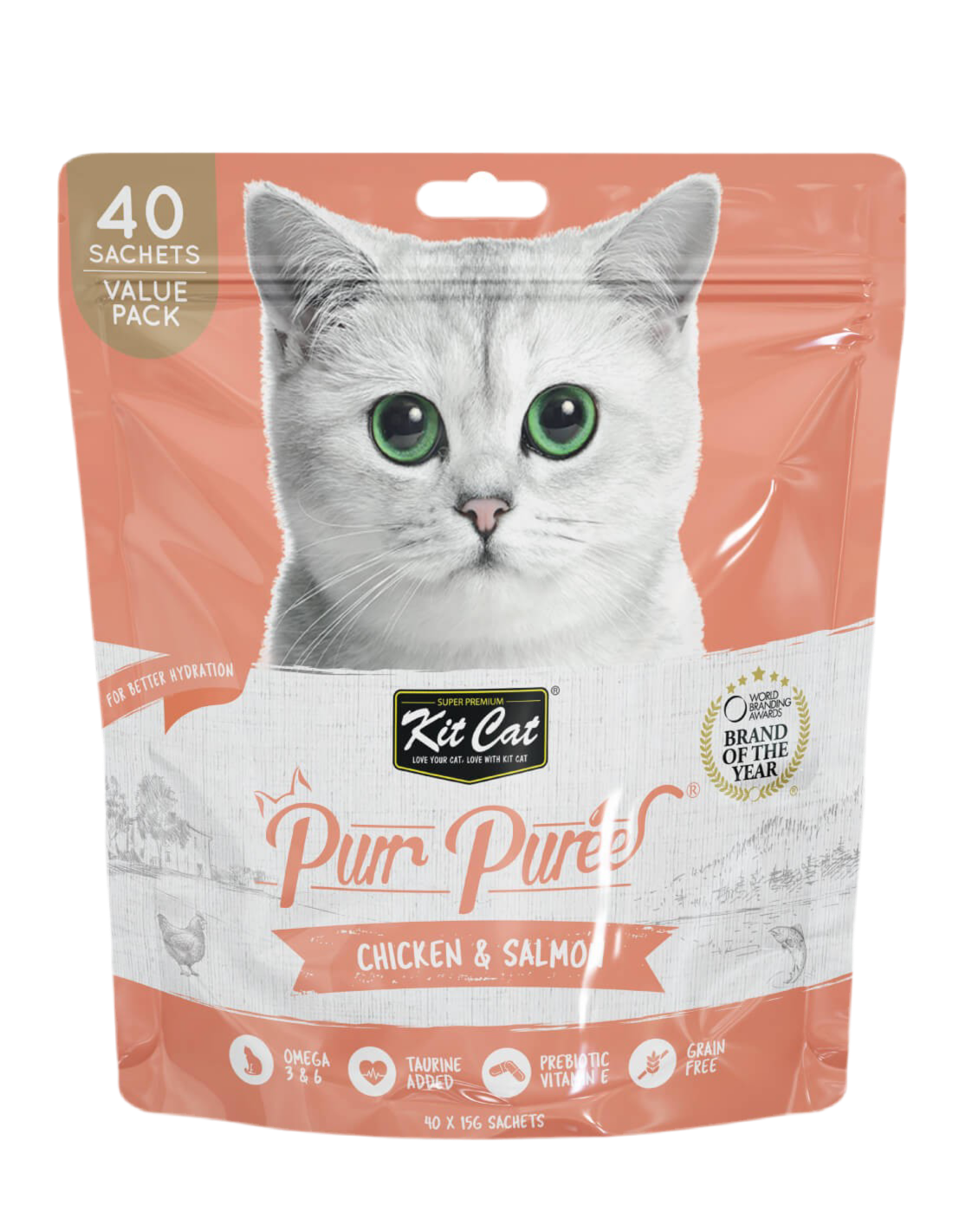 Kit Cat | PurrPuree Value Pack - Pollo y Salmón (40 sobres x 15g)