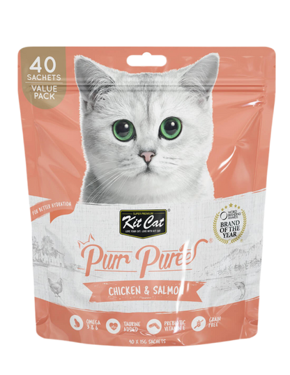 Kit Cat | PurrPuree Value Pack - Pollo y Salmón (40 sobres x 15g)