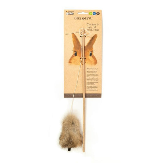 Caña Gloria Shigeru para gatos con piel natural de conejo
