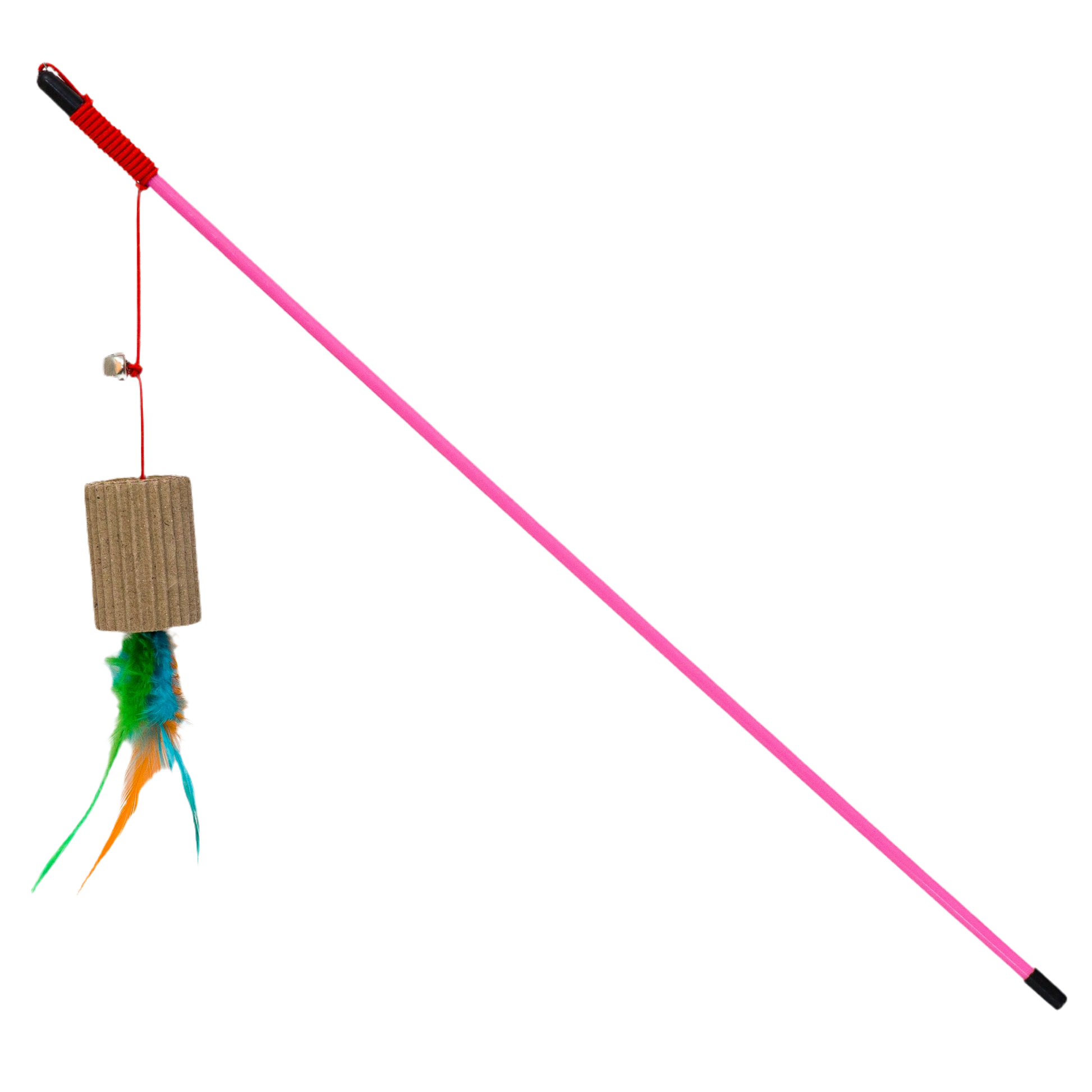 Caña para gatos con papel corrugado y plumas