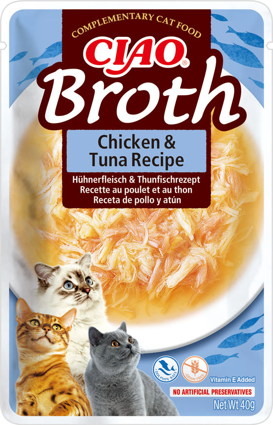 Caldo hidratante Inaba Broth de pollo con atún para gatos