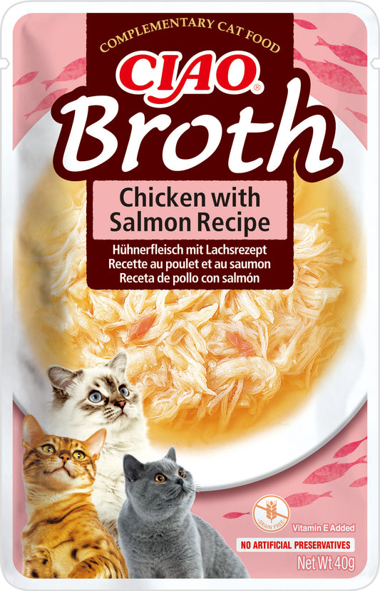 Caldo hidratante Inaba Broth de pollo con salmón para gatos