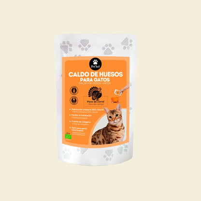 Caldo natural ecológico de huesos de pavo Petbel para perros y gatos, fuente de colágeno y minerales.