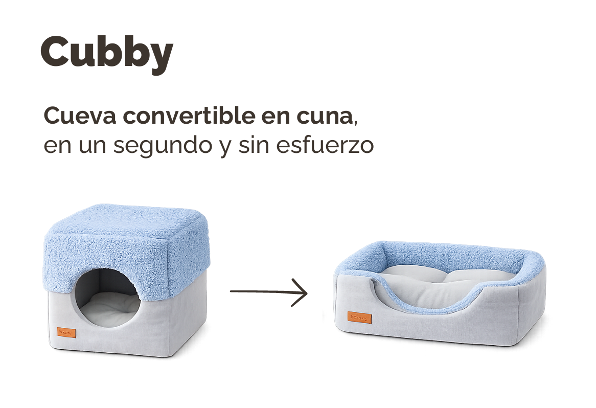 Cama cueva Cubby Freedog para gatos con tejido tipo borreguito