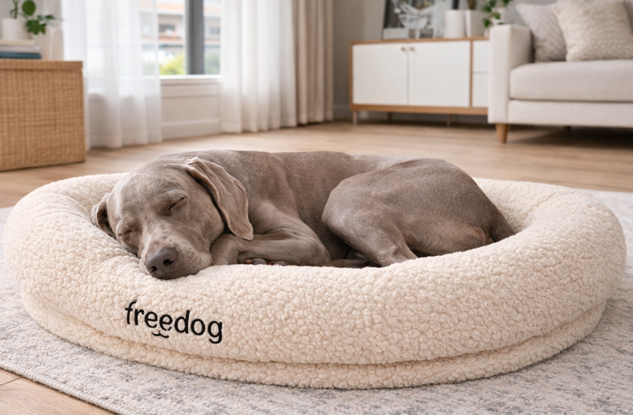Cama oval para perros y gatos Freedog Teddy con bordes acolchados